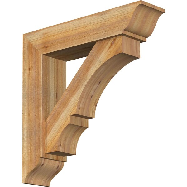 Ekena Millwork Balboa Traditional Rough Sawn Bracket w/ Offset Brace, Western Red Cedar, 8"W x 34"D x 34"H BKT0806X34X34BOA01RWR - main